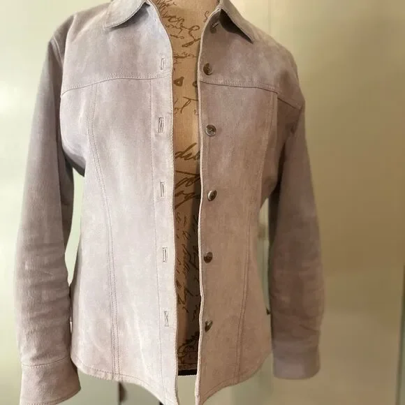 NWOT Vintage Ami Alexandre Matiussi Small grey genuine leather jacket for women - Picture 1 of 5